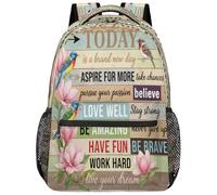 Drekrid Sac à dos d'école, sac de voyage pour garçons et filles - Citations inspirantes - Sac à dos léger pour ordinateur portable de 15,6" pour femmes, hommes, étudiants, collège, lycée, adolescents