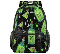 Drekrid Sac à dos d'école, sac de voyage pour garçons et filles - Halloween Poison Skull Sac à dos léger pour ordinateur portable de 15,6" pour femmes, hommes, étudiants, collège, lycée, adolescents