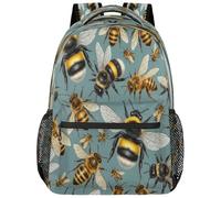 Drekrid Sac à dos d'école, sac de voyage pour garçons et filles - Honeybee - Sac à dos léger pour ordinateur portable de 15,6" pour homme et femme, étudiants, collège, lycée, adolescents