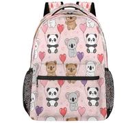 Drekrid Sac à dos d'école, sac de voyage pour garçons et filles - Koalas Pandas Sac à dos léger pour ordinateur portable de 15,6" pour homme et femme, étudiant, collège, lycée, adolescents