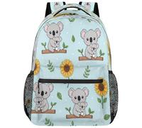 Drekrid Sac à dos d'école, sac de voyage pour garçons et filles - Koalas tournesols - Sac à dos léger pour ordinateur portable de 15,6" pour homme et femme, étudiant, collège, lycée, adolescents