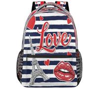 Drekrid Sac à dos d'école, sac de voyage pour garçons et filles - Love Paris - Sac à dos léger pour ordinateur portable de 15,6" pour homme et femme, étudiants, collège, adolescent