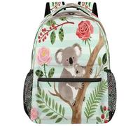 Drekrid Sac à dos d'école, sac de voyage pour garçons et filles - Motif fleurs de koalas - Sac à dos léger pour ordinateur portable de 15,6" pour homme et femme, étudiant, collège, lycée, adolescents