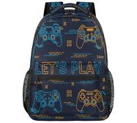 Drekrid Sac à dos d'école, sac de voyage pour garçons et filles - Sac à dos léger avec manette de jeu Let's Play pour ordinateur portable de 15,6" pour femmes, hommes, étudiants, collège, lycée
