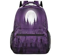Drekrid Sac à dos d'école, sac de voyage pour garçons et filles - Sac à dos léger pour Halloween, zombie, cimetière, sac à dos pour ordinateur portable de 15,6" pour femmes, hommes, étudiants, collège