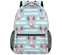 Drekrid Sac à dos d'école, sac de voyage pour homme et femme, mignon Axolotl léger pour garçons et filles, sac à dos pour ordinateur portable de 15,6 pouces pour étudiants, collège, lycée, adolescents
