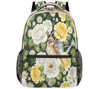 Drekrid Sac à dos d'école, sac de voyage pour homme et femme - Oiseaux de jardin, roses, sac à dos léger pour garçons et filles, sac à dos pour ordinateur portable de 15,6 pouces pour étudiants