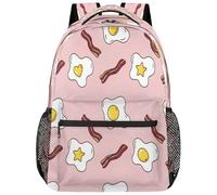 Drekrid Sac à dos d'école, sac de voyage pour homme et femme - Œufs bacon léger pour garçons et filles - Sac à dos pour ordinateur portable de 15,6" pour étudiants, collège, lycée, adolescents