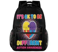 Drekrid Sac à dos d'école, sac de voyage pour la sensibilisation à l'autisme pour hommes et femmes - Sac à dos léger pour garçons et filles, sac à dos pour ordinateur portable de 15,6 pouces pour
