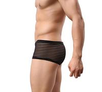 Drelaar Boxer rayé sexy transparent pour homme, Noir , L