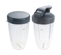 DRELD 2 ensembles de gobelets mélangeurs de 710 ml avec couvercle plat et couvercle rabattable de rechange pour presse-agrumes Nutri Bullet 600 W 900 W