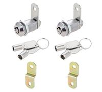 Dreld Lot de 2 serrures à came tubulaires de 3,8 cm avec 4 clés, finition chromée droite et décalée pour tiroir, camping-car, distributeur automatique, machine à fruits, table de billard (27 mm, clés