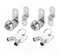 Dreld Lot de 2 verrous à came tubulaires de 1,5 cm avec 4 clés, à came droite et décalée, finition chromée pour boîte aux lettres, tiroir, armoires, camping-car, machines, ATM (17 mm, clés identiques)