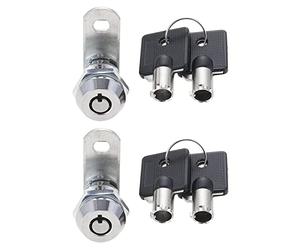 Dreld Lot de 2 verrous à came tubulaires de 1.6 cm avec 4 clés, serrure de sécurité pour boîte aux lettres, tiroir, armoires, camping-car, distributeurs automatiques, ATM (17 mm, clés identiques)