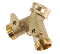 DRELD Répartiteur en Y pour robinet de 1,9 cm en laiton, adaptateur de tuyau d'arrosage à 2 voies avec valves et caoutchoucs pour extérieur, jardin, cour, pelouse, cuisine, salle de bain