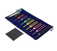 Dreld Solfeggio Lot de 9 fourches d'accordage avec marteau en silicone et sac pour réparation de l'ADN, thérapie sonore, guérison parfaite, instrument de musique, équilibrage, guérisseurs (coloré)
