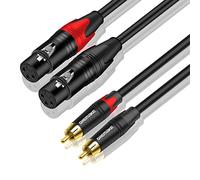 DREMAKE Câble audio RCA vers XLR, double prise mâle RCA vers double XLR femelle 3 broches, câble d'interconnexion de microphone 2 XLR femelle vers 2 RCA mâles, câble de raccordement HiFi stéréo 1,8 m