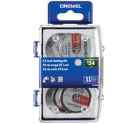 Dremel EZ728-01 EZ Lock Kit d'accessoires 11 pièces pour outils rotatifs avec disques à tronçonner pour plastique, métal et coupes fines