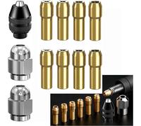 Dremel Lot de 11 mandrins de perçage,mandrin Dremel accessoires 4486,pinces de serrage 4485,têtes de serrage en laiton à changement rapide pour Dremel 4000,Trio et plus,avec boîte (11 pièces)