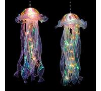 Dremisland Lot de 2 lampes flottantes méduses suspendues, lanterne, bleu clair, violet, méduses portables, lampe, lampe de méduse, rechargeable, lumière d'ambiance pour anniversaire, fille, baby