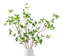 Dremisland Lot de 3 Plantes Artificielles Branches Spray Fausses Feuilles Tiges 110cm Verdure Faux Ficus Brindille avec Feuilles d'Eucalyptus Vertes pour Vase Bureau Mariage à la Maison Décor