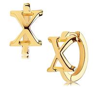 DREMMY STUDIOS Boucles d'oreilles créoles délicates plaquées or 14 carats avec initiale de A à Z 26 en oxyde de zirconium pour femme, cadeau minimaliste personnalisé pour elle, Métal, Zircone cubique