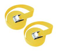 Dreneco 2M Sangle d'Arrimage, 2 Pièces Sangle à Cliquet avec Boucle de Serrage en Alliage de Zinc pour Fixation Moto,Voiture, Vélo, Bagage (Jaune)