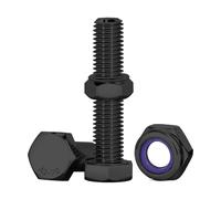 Drenky 10Pcs Bouton à Tête Hexagonale Et écrous, M10 X 40mm Boulons à Six Pans Avec écrous Assortiment M10 Boulons En Acier Inoxydable A2 V2A Pour Meubles, Voitures, Vélos, Bateaux, Noir