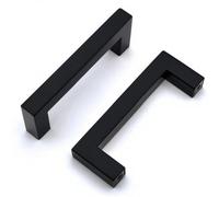 Drenky 2 unités poignées d'armoire en acier inoxydable boutons de porte noirs tirer la poignée de meubles avec vis pour tiroir armoire meubles cuisine décoration de la maison distance du trou 64mm