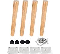 Drenky Lot de 4 Pied De Meuble Bois Pied de lit 25 cm Pied Table Basse Incliné Pied Meuble Cuisine Finition Noyer avec Accessoires d'installation pour Fauteuil, Table De Nuit, Armoire, Tiroir etc