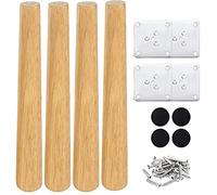 Drenky Lot de 4 Pied de Table Bois,Pied de Meuble Pieds de Lit 25 cm Pied Table Basse Droit Pied Meuble TV,Finition Noyer avec Ferrures de Fixation Pour Fauteuils, Tables de Chevet, Armoires, Commodes