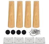 Drenky Lot de 4 Pieds De Meuble Bois Pied de lit 15 cm Pied Table Basse Droit Pieds Meuble Cuisine Finition Noyer avec Accessoires d'installation pour Fauteuil, Table De Nuit, Armoire, Tiroir etc