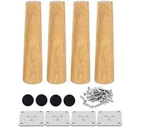 Drenky Lot de 4 Pieds De Meuble Bois Pied de lit 20 cm Pied Table Basse Droit Pieds Meuble Cuisine Finition Noyer avec Accessoires d'installation pour Fauteuil, Table De Nuit, Armoire, Tiroir etc