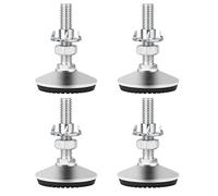 Drenky Lot de 4 pieds de nivellement réglables en caoutchouc pour meubles, robustes, silencieux, antidérapants, avec écrous en T et écrous à vis, M10 x 50 mm