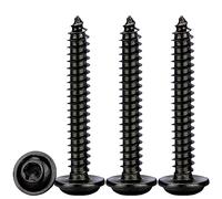 Drenky Vis à Tôle Torx M5x30mm,50 Pièces Vis a Bois avec Rondelle Acier Inoxydable A2 V2A Noir Vis Autoperceuse à Tête bombée Plate,Dureté élevée,Entièrement Fileté