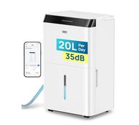 Dreo Déshumidificateur d’air 20L/jour, Wi-Fi & Alexa, avec réservoir d'eau 3.4L, Pour 40㎡/100m³, Déshumidificateur silencieux 38dB, 3 Modes, Minuterie 24 h, Pour Chambre, Salle de Bain & Cave