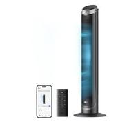 DREO Smart Ventilateur Colonne Silencieux, Oscillation à 90°, Ventilateur sur Pied pour Chambre, 7.9 m/s, 5 Vitesses, 4 Modes, Tactile/Télécommande/App & Commande Vocale, Alexa, Minuterie 12H, Argenté