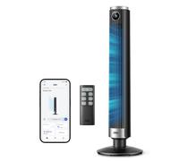 DREO Ventilateur colonne intelligent 554S, ventilateur sur pied réglable 102-114 cm, 8.4 m/s, oscillation 90°, silencieux 20 dB, 9 vitesses, 4 modes, minuterie 12 h, compatible Google et Alexa