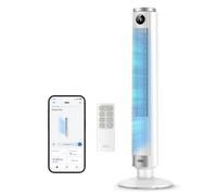 DREO Ventilateur colonne intelligent 554S, ventilateur sur pied réglable 102-114 cm, 8.4 m/s, oscillation 90°, silencieux 20 dB, 9 vitesses, 4 modes, minuterie 12 h, compatible Google et Alexa