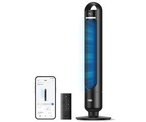 DREO ventilateur colonne intelligent pour chambre à coucher, ventilateur sur pied silencieux de 28 dB, portée d’air jusqu’à 8,8 m, 4 vitesses & 3 modes, minuterie 8H,Alexa & Google, oscillation à 90°