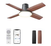 DREO ventilateur de plafond avec lumière, 12 vitesses(APP), 3 modes, moteur CC silencieux, montage facile, LED dimmable, télécommande et minuterie 12 h, ventilateur de plafond noir pour chambre/salon