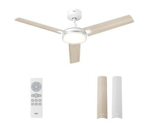 DREO ventilateur de plafond avec lumière et télécommande 132 cm, ventilateur blanc, 5 températures de couleur CCT, LED dimmable 6 niveaux, 6 vitesses, moteur CC réversible silencieux, minuterie 1/4/8h
