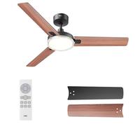 DREO ventilateur de plafond avec lumière et télécommande 132 cm, ventilateur noir, 5 températures de couleur CCT, LED dimmable 6 niveaux, 6 vitesses, moteur CC réversible silencieux, minuterie 1/4/8 h