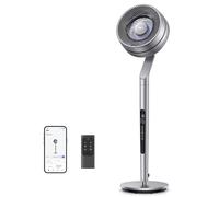 Dreo Ventilateur sur Pied Intelligent, Hauteur 101.6-111.8 cm, Moteur DC Silencieux, Oscillation 120° plus 85°, Débit 30.5 m³-min, 10 Vitesses, pour Chambre, Argent
