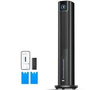 DREO Ventilateur tour avec refroidissement à eau, 110 cm, silencieux, 4 vitesses, 4 modes, contrôle par application, sac de glace, oscillation à 80°, minuterie 12 heures, noir