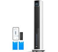 DREO Ventilateur Tour avec refroidissement par eau, rafraîchisseur 110 cm, silencieux, 4 vitesses, 4 modes, évaporatif, contrôle app, bloc de glace, oscillation 80°, minuterie 12 h, blanc