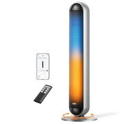 DREO Ventilateur Tour Chauffant Intelligent 2-en-1 | 9 m/s, 17 vitesses, 6 modes, oscillation 120°, minuterie 12 h, 25 dB, contrôle par appli et télécommande, chambre et bureau