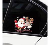 Dreothy Autocollants de fenêtre de voiture « Merry Christmas » - Père Noël, renne, elfe - Décoration artistique (bisou)