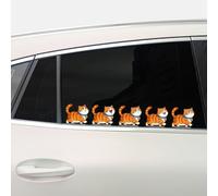 Dreothy Lot de 5 autocollants réfléchissants en vinyle pour voiture avec chats qui marchent - Blanc/tigré/léopard/gris - Motifs d'animaux amusants pour les amoureux des chats (chat orange)