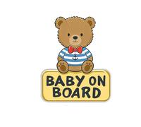 Dreothy Panneau « Baby on Board » pour voiture - Imperméable et résistant aux UV - Panneau de sécurité - Facile à appliquer pour fenêtre ou pare-chocs - Ours bleu